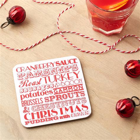 Christmas Dinner Coasters Set Of Four By Victoria Eggs