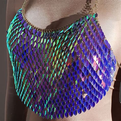 Burning Man Rave Festival Clothes Sexy Holographic Iridescent Halter