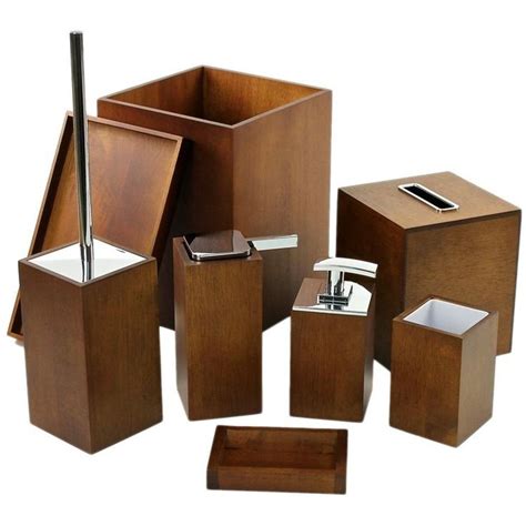 Pretty brown marble effect bathroom accessories exclusive on alexadecor home decor. Trendy brown bathroom accessory set made from wood ...