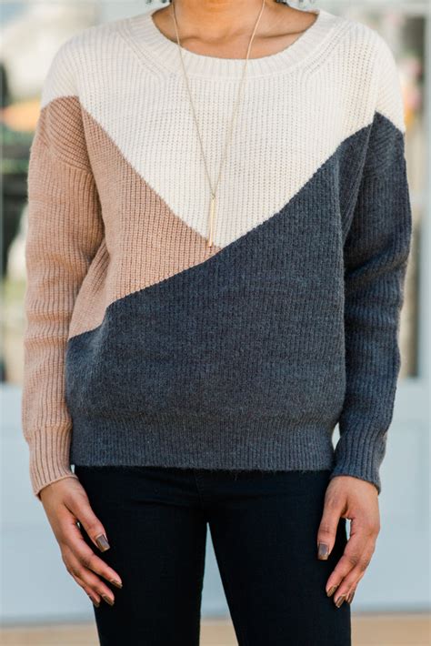 Chic Charcoal Gray Colorblock Sweater Fall Tops The Mint Julep Boutique