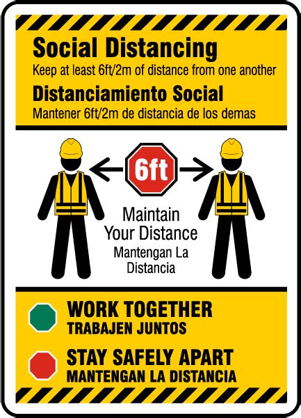 Bilingual Social Distancing Construction Sign D6250bi By
