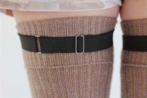 Black Elastic Clip Garters For Thigh High Socks Ideal For Etsy