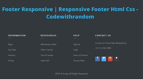 Create Responsive Footer Using Html And Css Source Code