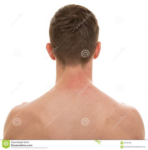 Male Neck Back Isolated On White Real Anatomy Stock