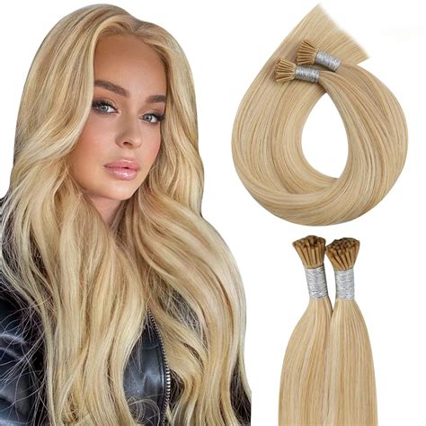Moresoo I Tip Hair Extensions Blonde Highlight 14 Honey Blonde Mixed 613 Blonde I