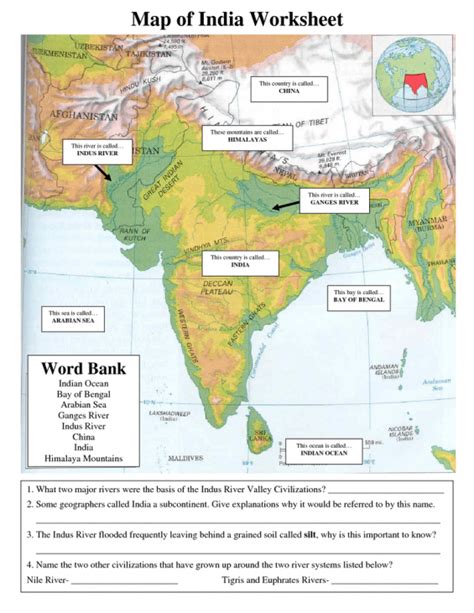 Mapping The Indian Subcontinent Worksheets Answers