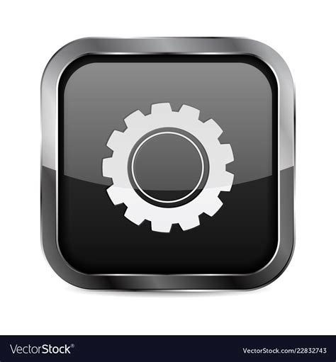 Settings Button Black Glass 3d Icon Royalty Free Vector