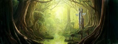 2d Art Overgrown Forest 2d Digital Concept Art Fantasy Illustrations Photoshop Scenery