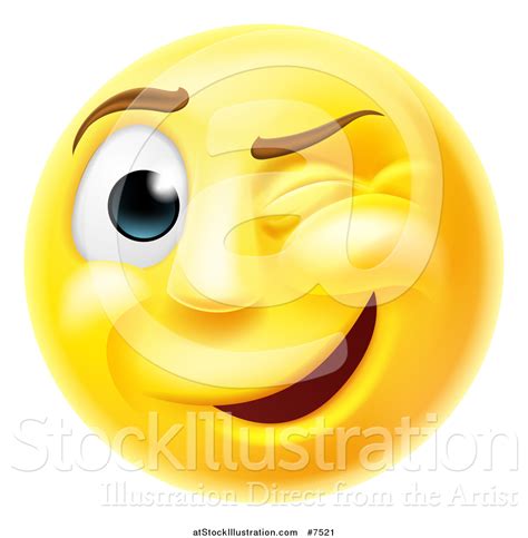 Vector Illustration Of A 3d Yellow Smiley Emoji Emoticon Face Winking