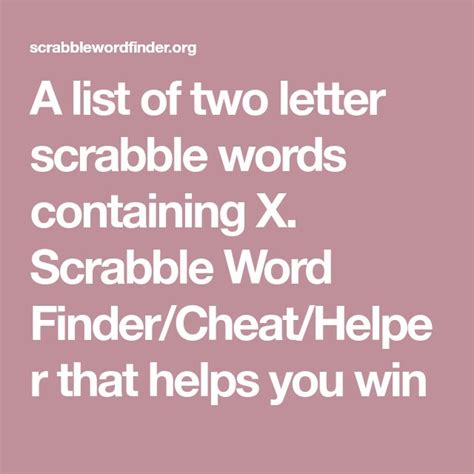 A List Of Two Letter Scrabble Words Containing X Scrabble Word Finder