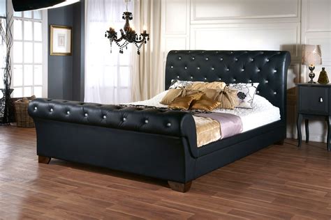 Dreamland Elizabeth Diamond Black Faux Leather Bed Frame The World Of