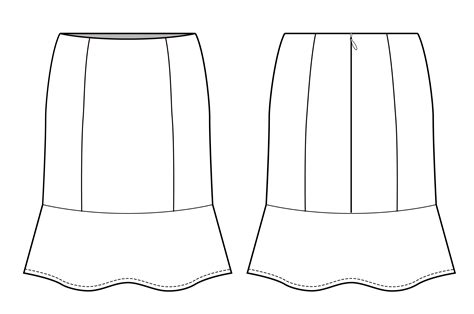 Skirt Fashion Technical Drawings Vector Template Download Free