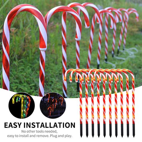 Solar Power Christmas Candy Cane Pathway Lights Led Outdoor Garden