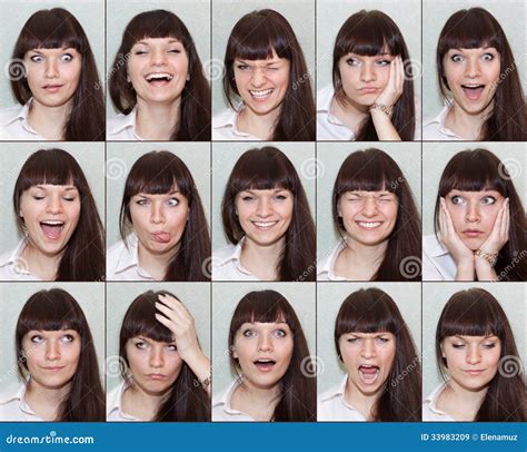 Collage Of Different Emotions On The Face Of The Girl Stock Image