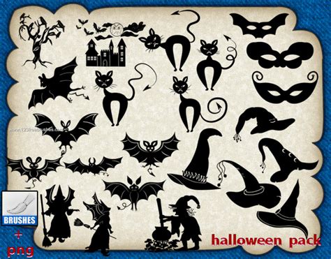 Halloween Flying Bats Witch And Hat Photoshop Free Brushes