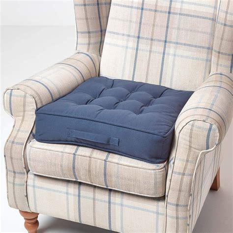 Homescapes Navy Armchair Booster Cushion Large Firm 50 Cm Square Seat