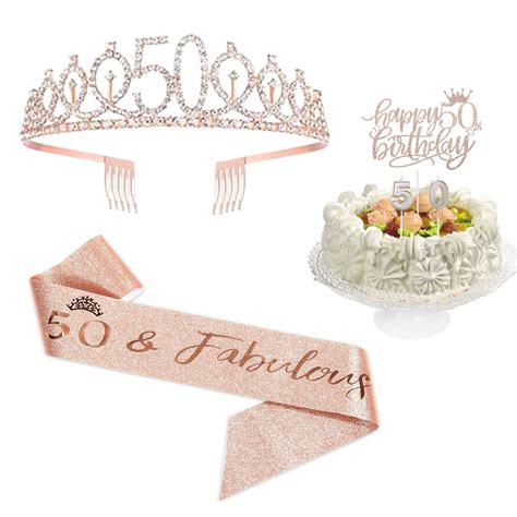 Th Birthday Gifts For Women Including Th Birthday Crown Tiara Sash Cake Topper And