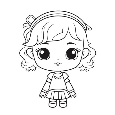 Printable Coloring Page For Girl Doll Outline Sketch Drawing Vector