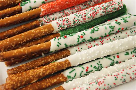Christmas White Chocolate Dipped Pretzel Rods The Kitchen Is My Playground