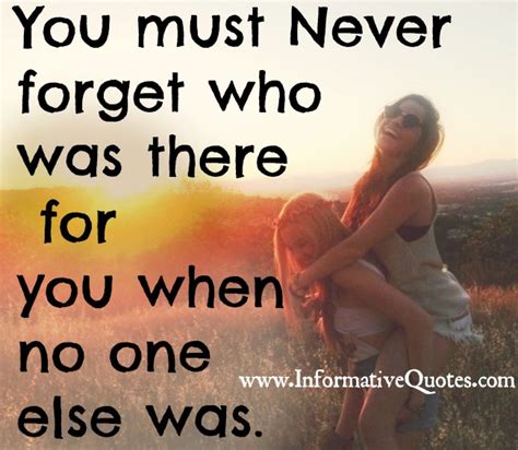 Never Forget Who Was There For You When No One Else Was Informative
