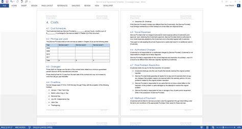 service level agreement sla template ms wordexcel