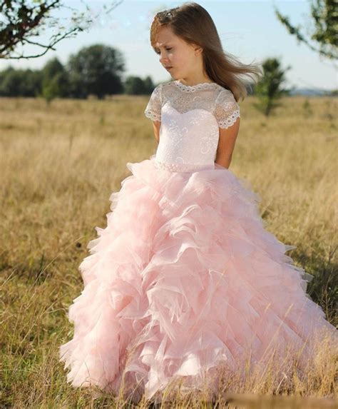 Pink Lace Kids Gown Formal Flower Girl Dresses Flower Girl Dresses