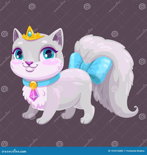 Little Cute Cartoon Kitty Princess Stock Vector Illustration Of