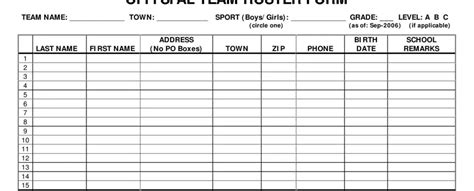 Basketball Roster Template Pdf Form Formspal