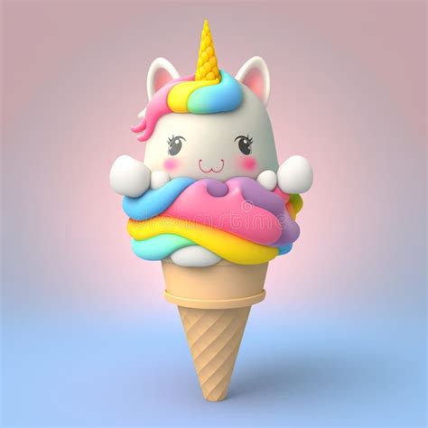 Cute Kawaii Ice Cream Design Green Background Stock Illustrations 281