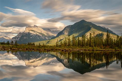 Image Banff Canada Nature Spruce Mountain Lake Parks Moss