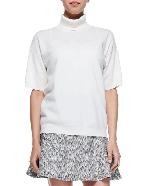 Theory Gredda Short Sleeve Turtleneck Sweater In Ivory White Lyst