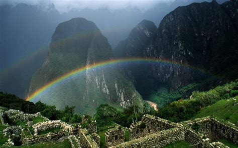 Rainbow Over Machu Picchu Wallpaper For Widescreen Desktop Pc 1920x1080