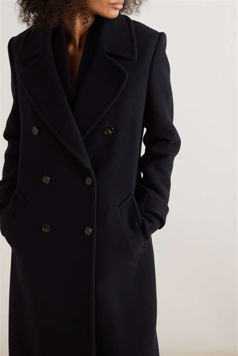 Navy Double breasted wool blend coat CHLOÉ NET A PORTER