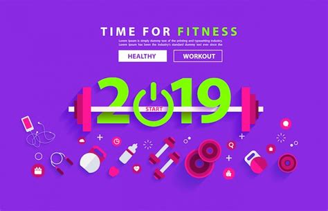 Premium Vector 2019 New Year Fitness Concept Workout Typography Alphabet