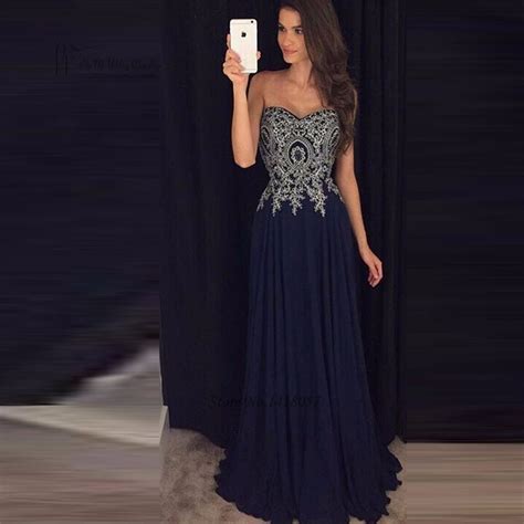Navy Blue Prom Dresses 2017 Cheap Silver Lace Vestidos Do Baile De