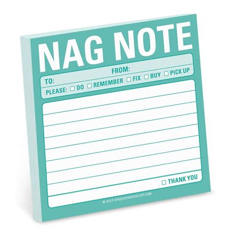 Knock Knock Nag Note Sticky Notes Sticky Note Pad Sticky Notes