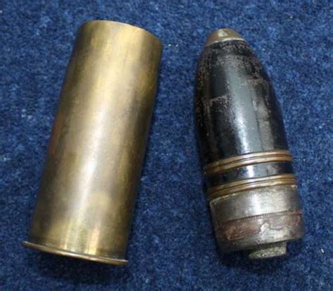 Ww1 37mm Inert Brass Cartridge And Shell Dated 1916 In Ammunition