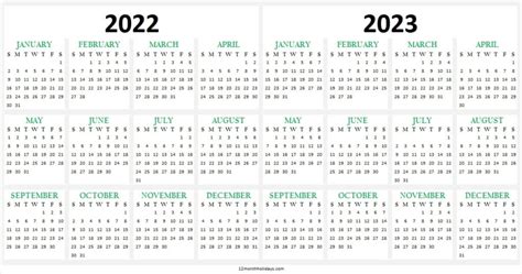 2022 And 2023 Calendar Template Printable Calendar Template