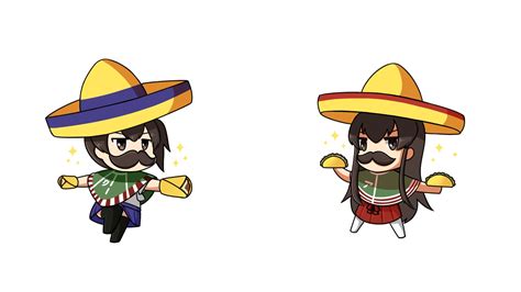 Akagi Kancolle Anthropomorphism Brown Eyes Brown Hair Food Hat Kaga