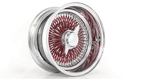 13x7 La Wire Wheels Reverse 100 Spoke Straight Lace Chrome With Red Spoke Rims Ww072 1