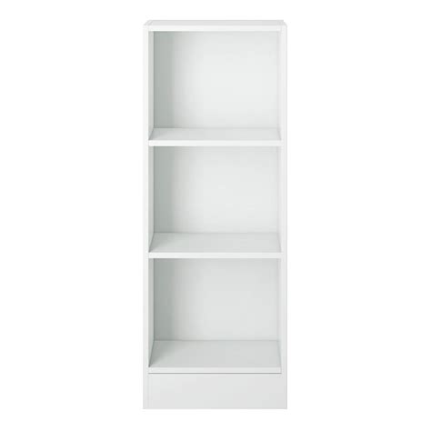 Basic Low Narrow Bookcase 2 Shelves In White Home Supplier