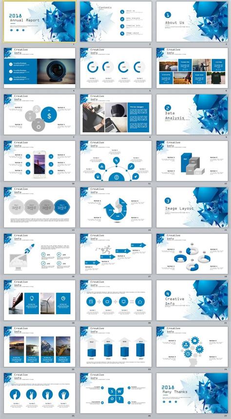 Business Infographic 27 Blue Annual Report Chart Powerpoint