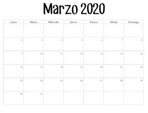 The March 2020 Calendar Is Shown In Black And White