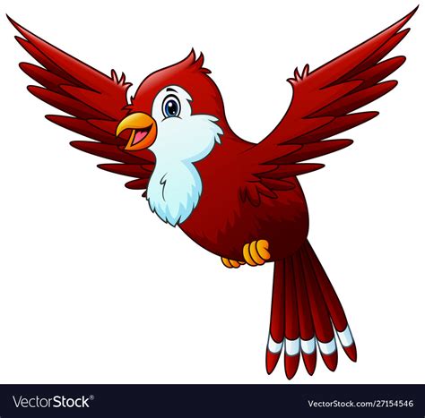 Cartoon A Red Bird Flying In Sky Royalty Free Vector Image