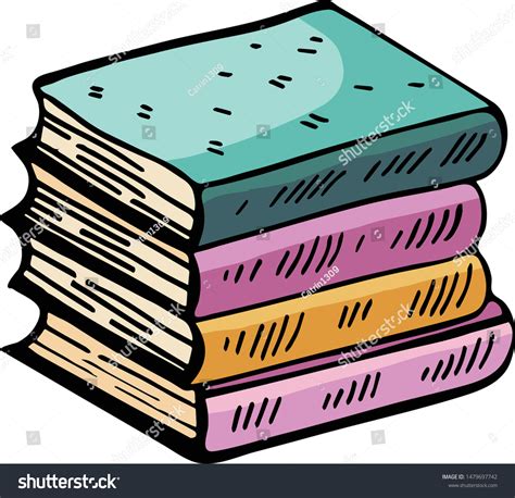 Stack Books Textbooks Vector Drawing Isolated Stock Vector Royalty