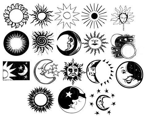 Sun and Moon Celestial Silhouette Clipart Birthday | Etsy