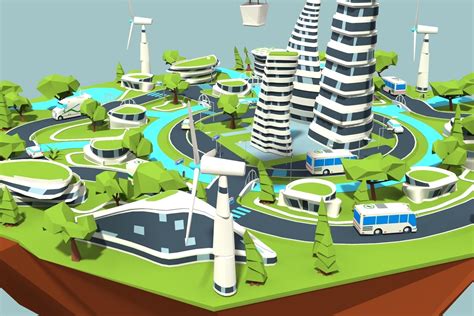 3d Model City Lowpoly Vr Ar Low Poly Cgtrader