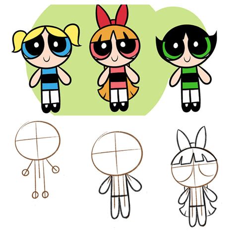 Learn How To Draw The Powerpuff Girls Easy Canvas Art Simple Canvas