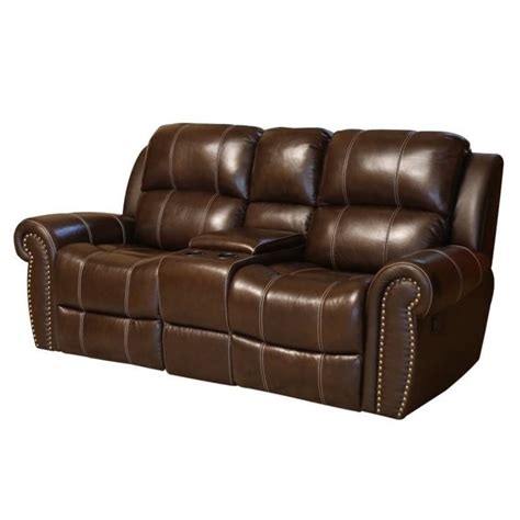 Abbyson Living Kingston Leather Reclining Loveseat In Brown Sk 1310 Brn 2