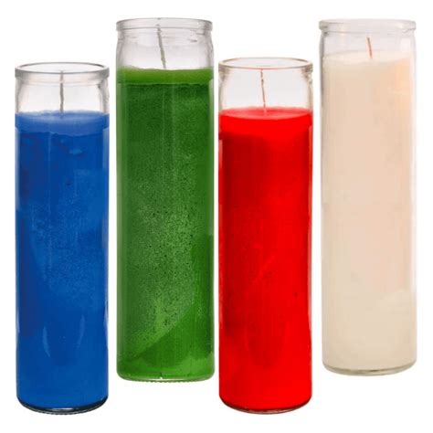 Unscented Candles Red Green Blue White Wax Candle 4 Pack For
